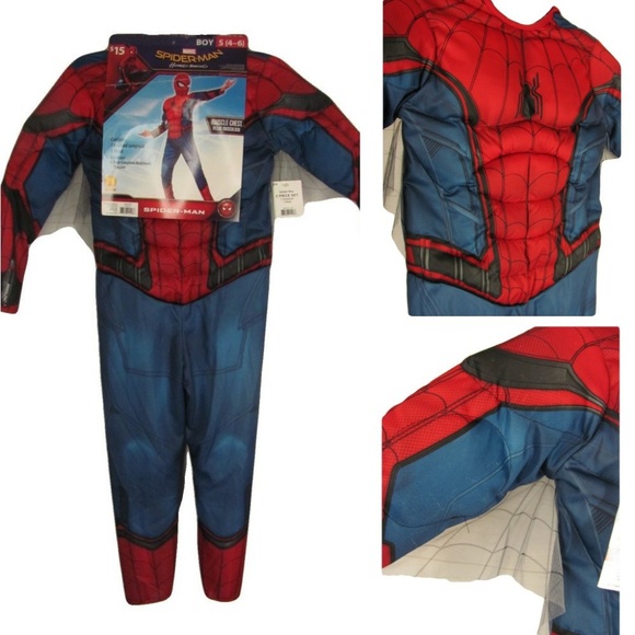 Deluxe Muscle Blue Red Gray Boys Kids Jumpsuit Superhero SZ 10-12 L Solid